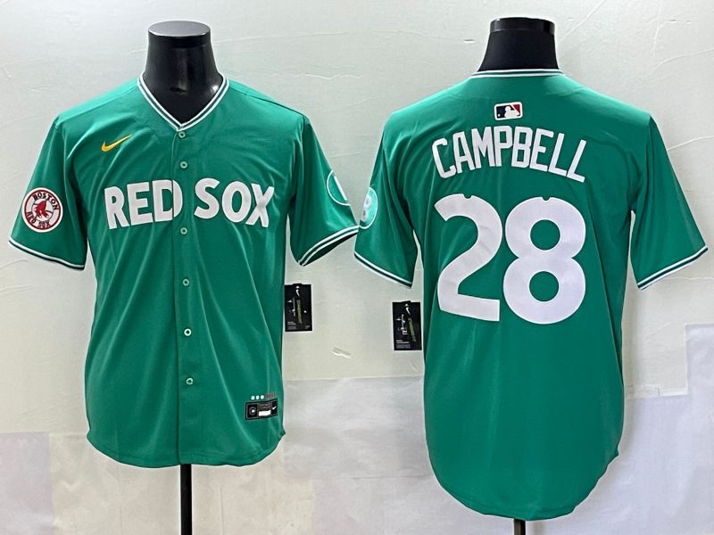 Men 2025 Boston Red Sox #28 Campbell Dark Green Joint Name Nike MLB Jersey style 8